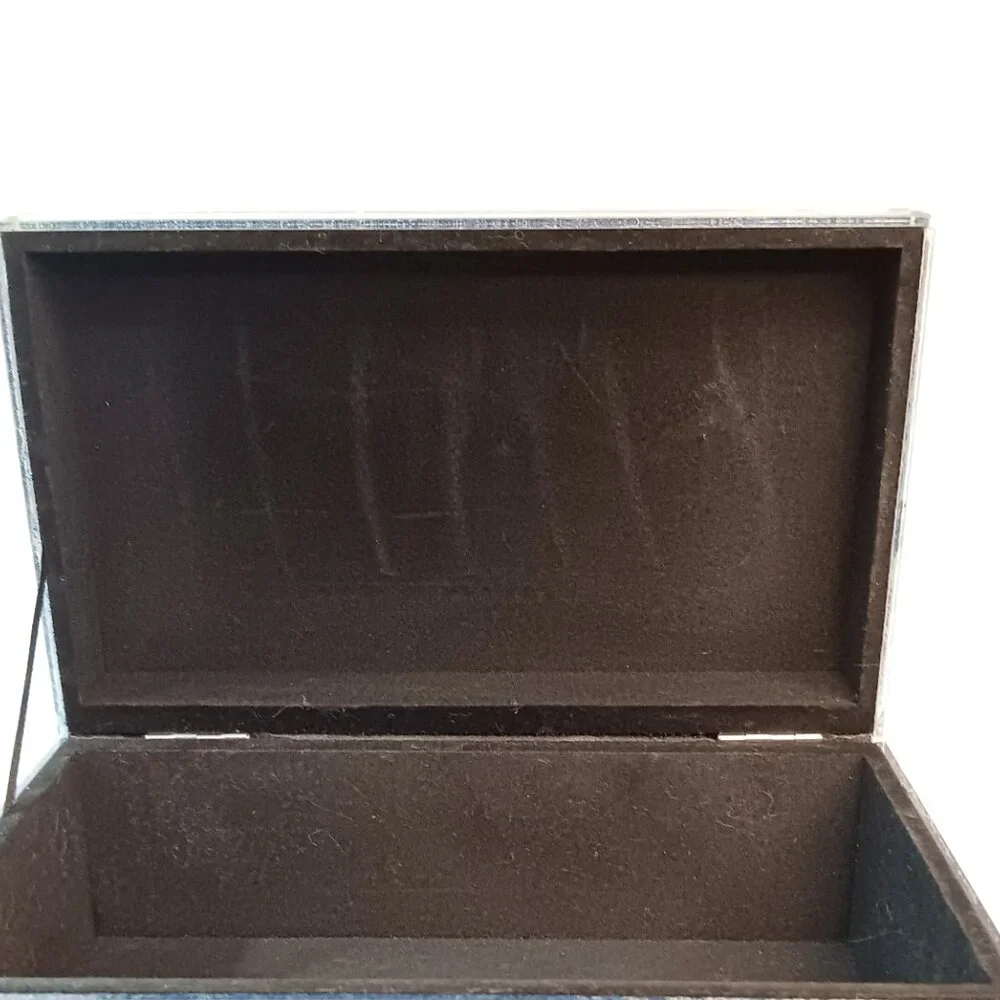 Blue Glitter Jewlery Box Sparkle Shimmer Hinged With Lid Rectangle Keepsake Box